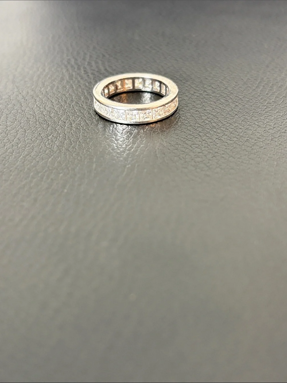 White Gold Diamond Eternity Band - Women's Clear Stone Ring